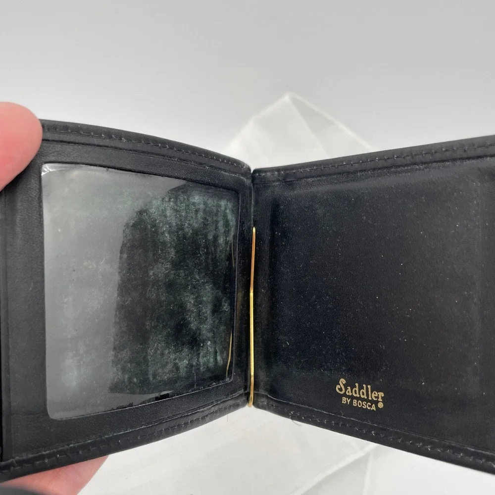 Bosca Leather Mens OS Saddler Money Clip Bifold Wallet *READ